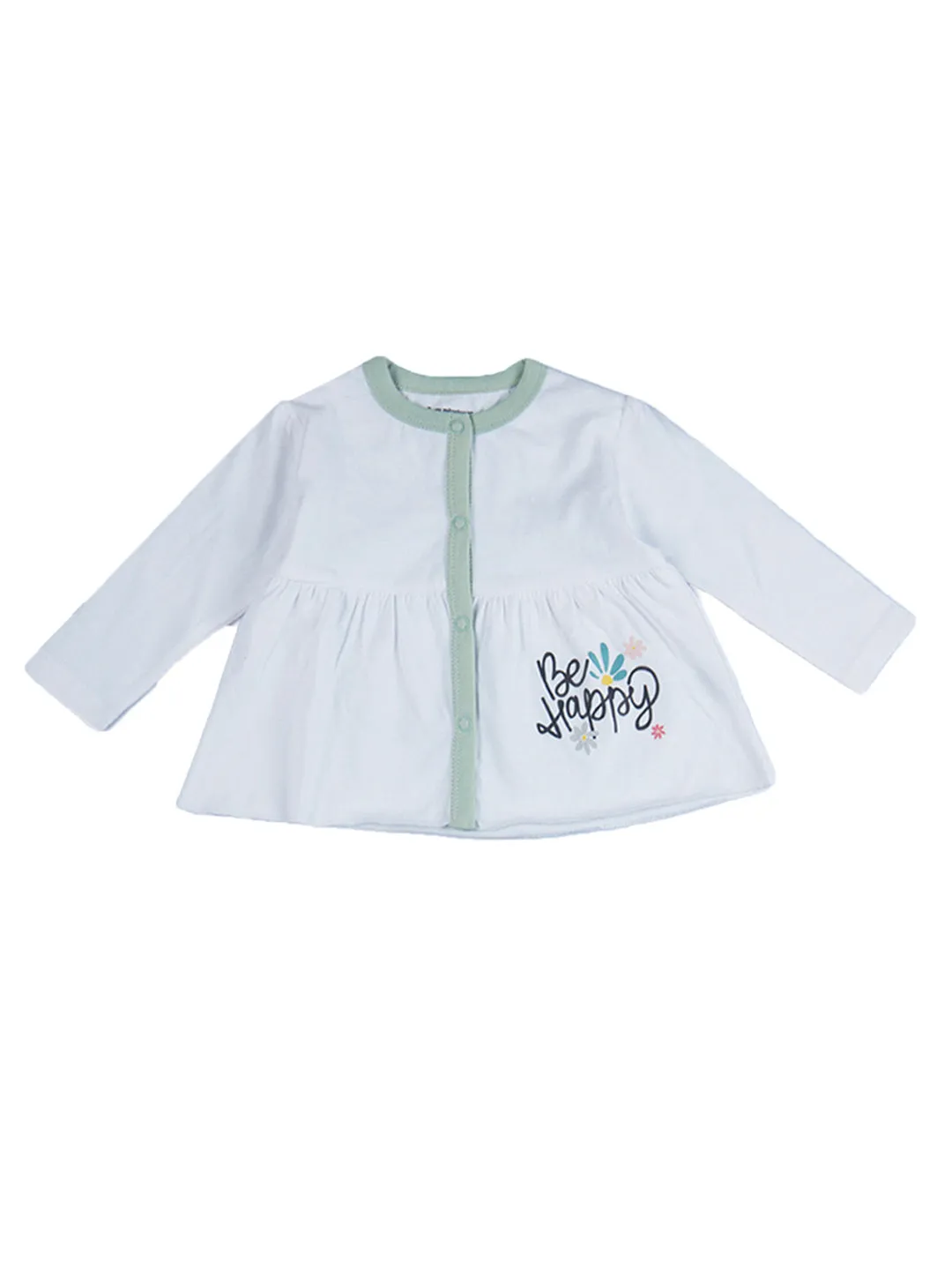 Baby Top & Bottom Set - Be Happy Print - Sage Green