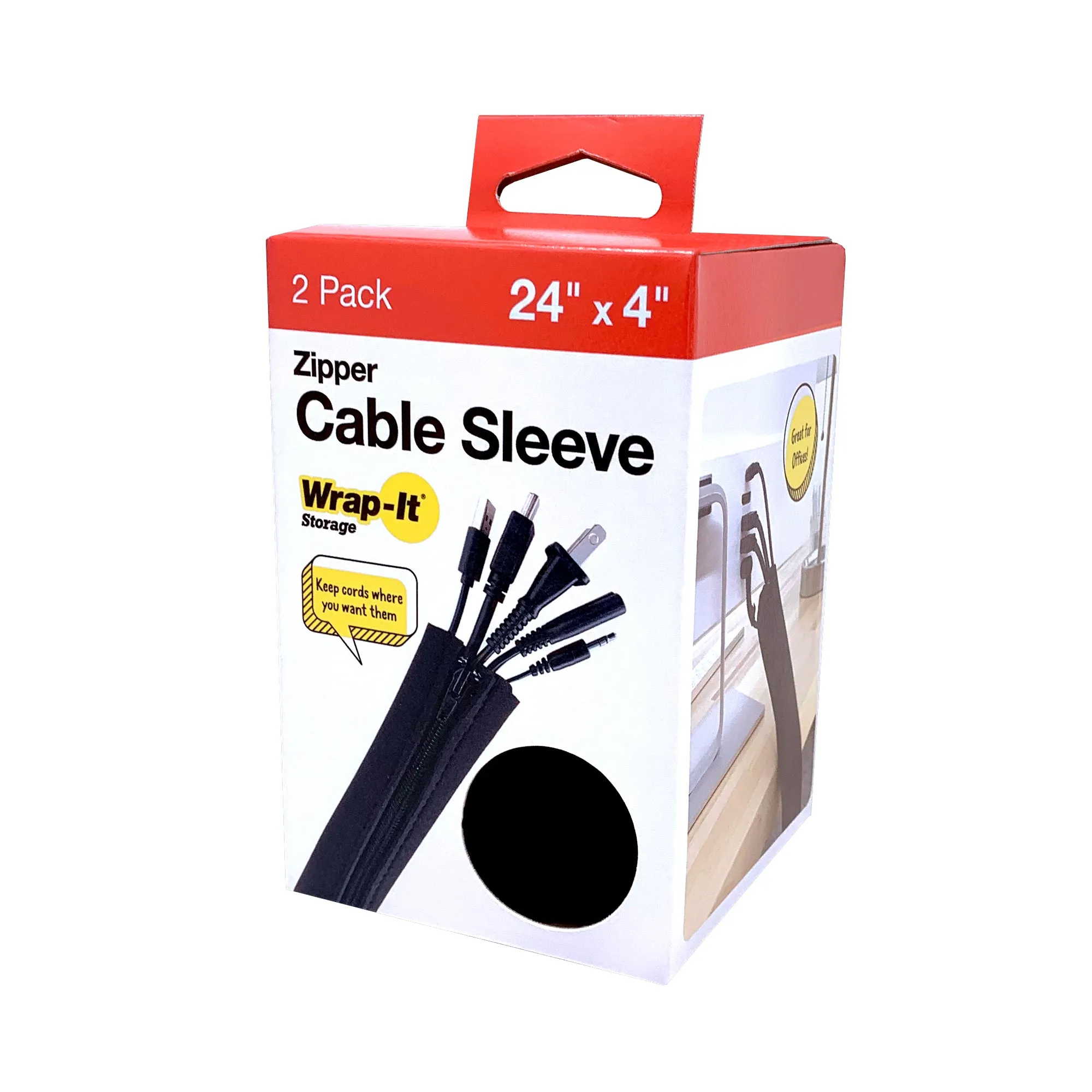 Cable Sleeve - Zipper Closure - 24-in. (2-Pack)
