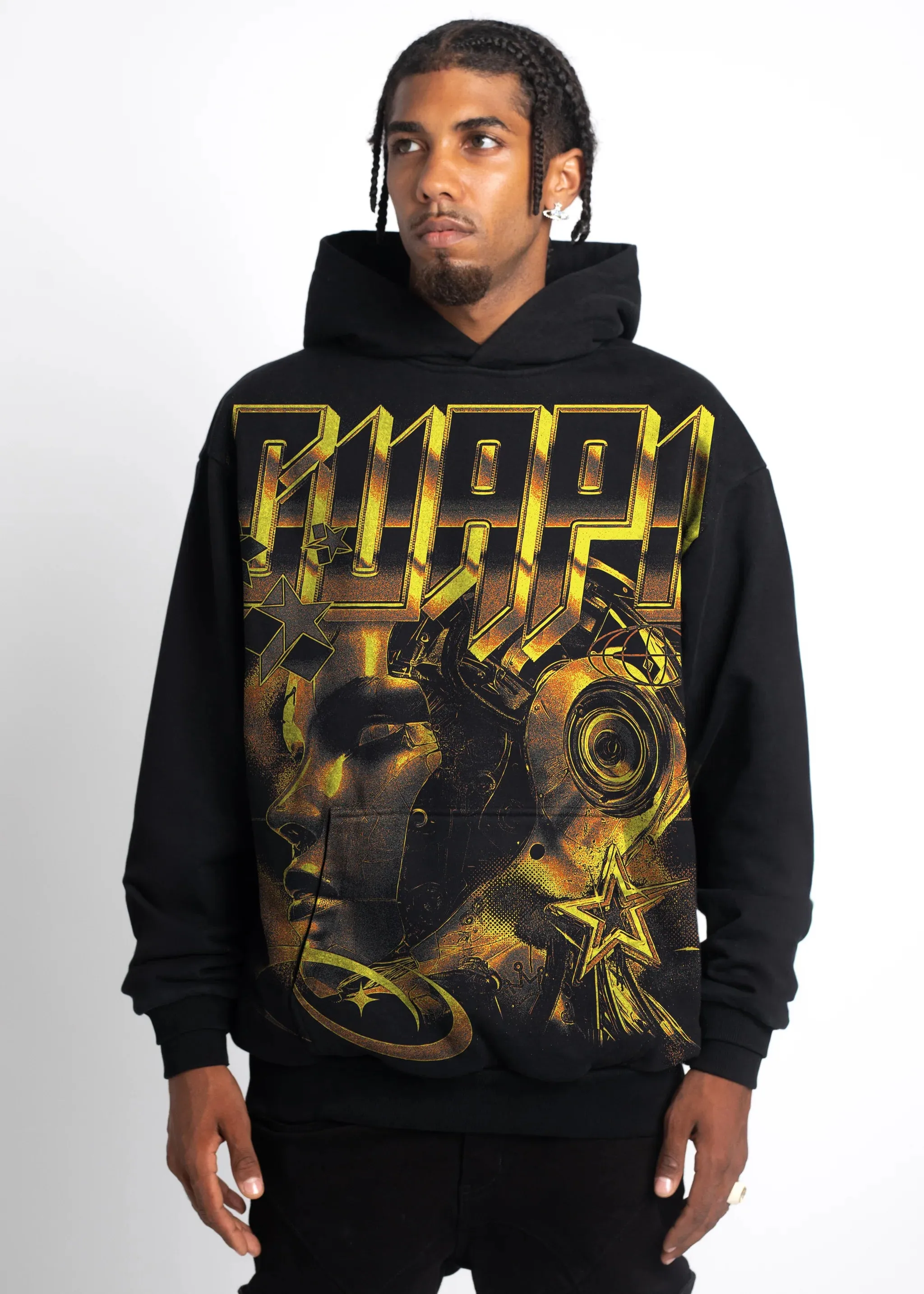 Cyber Yellow Hoodie (Black) - 293CYH