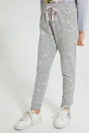 Grey And Pink Heart Printed Jogger (Pack of 2)