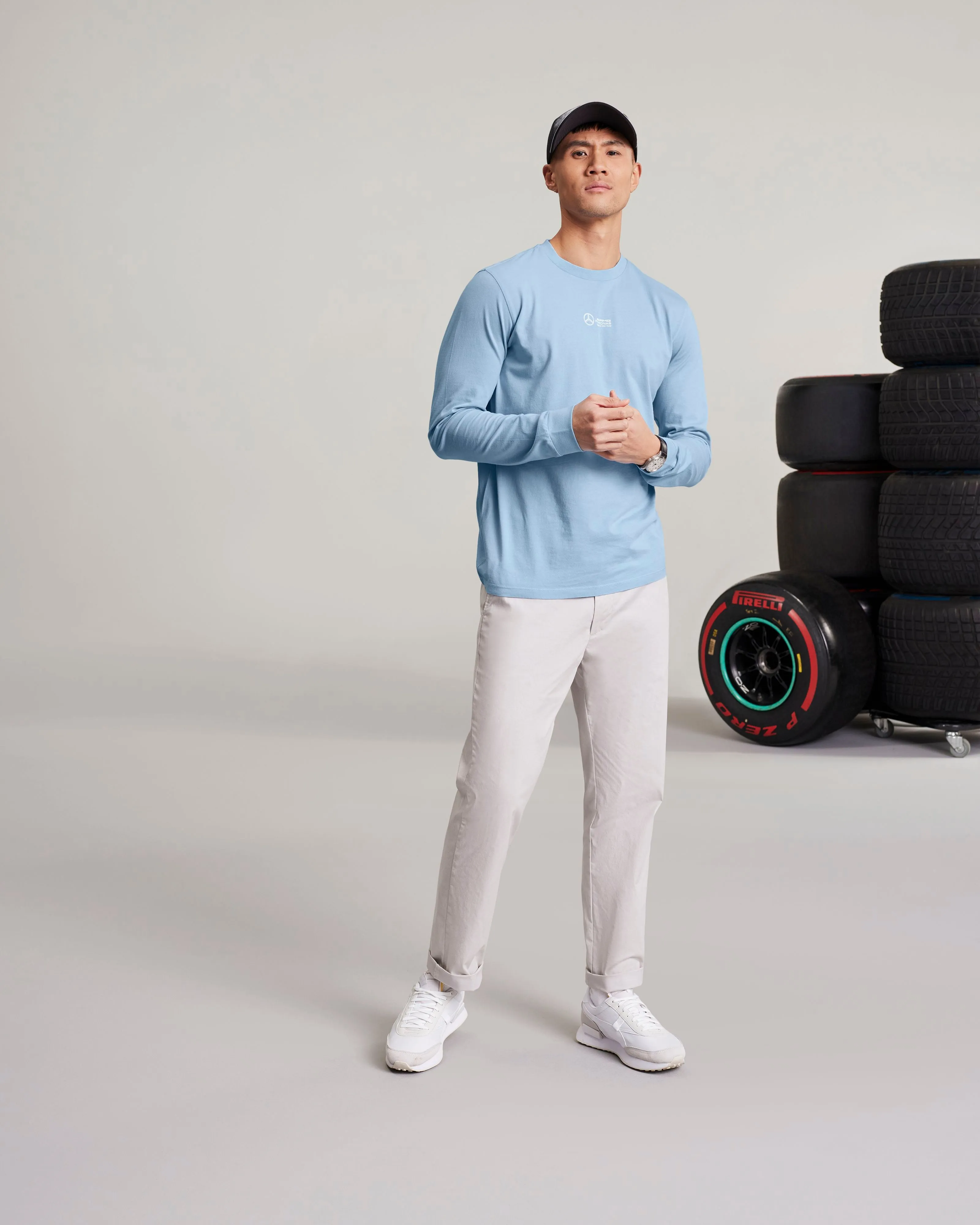 Mens Longsleeve Retro Tee Sky