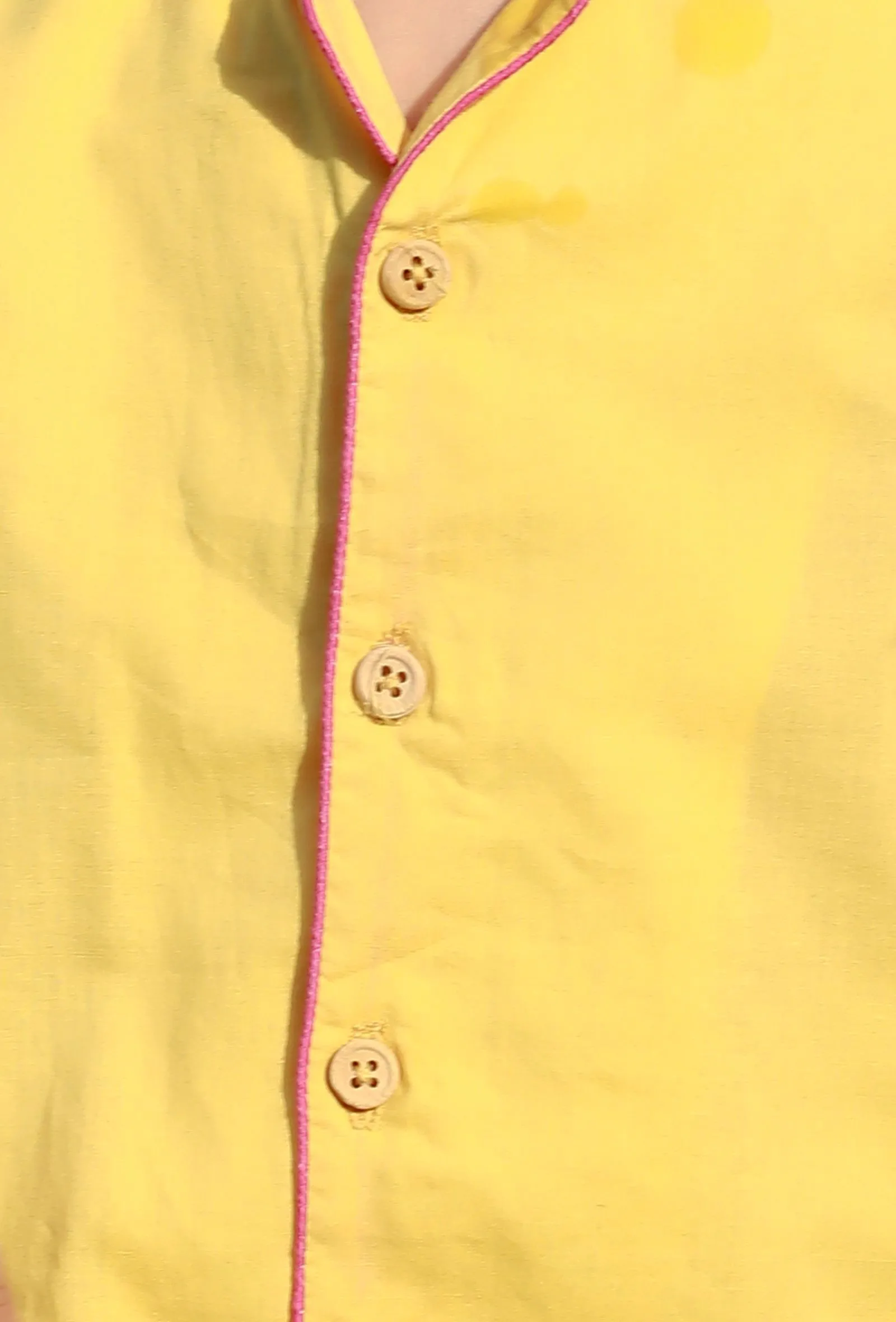 Set Of 2: Sunshine Yellow Cotton Shirt And Yellow Short