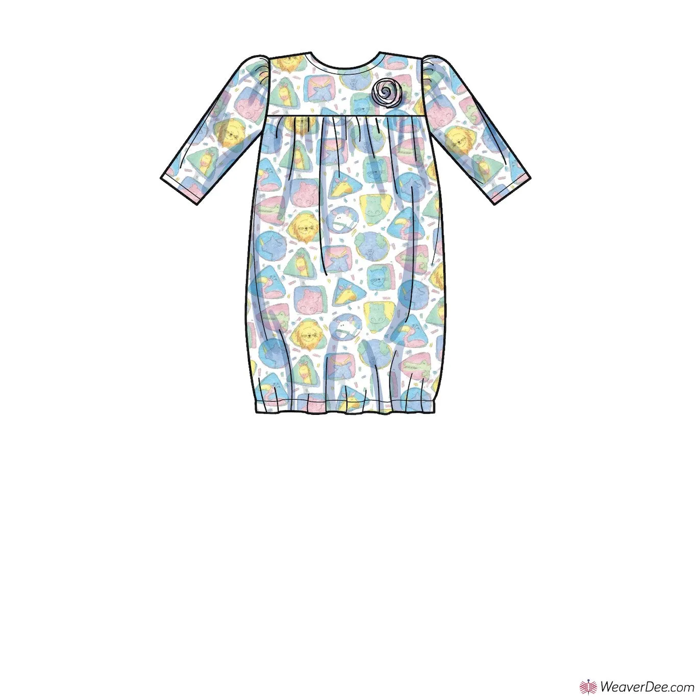 Simplicity Pattern S9283 Infants' Knit Gathered Gown & Jumpsuit