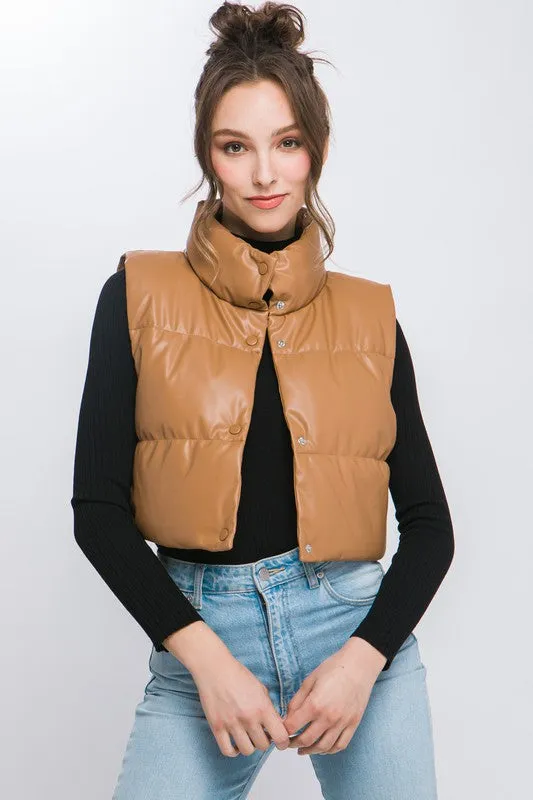 Went West Vegan Leather Puff Vest